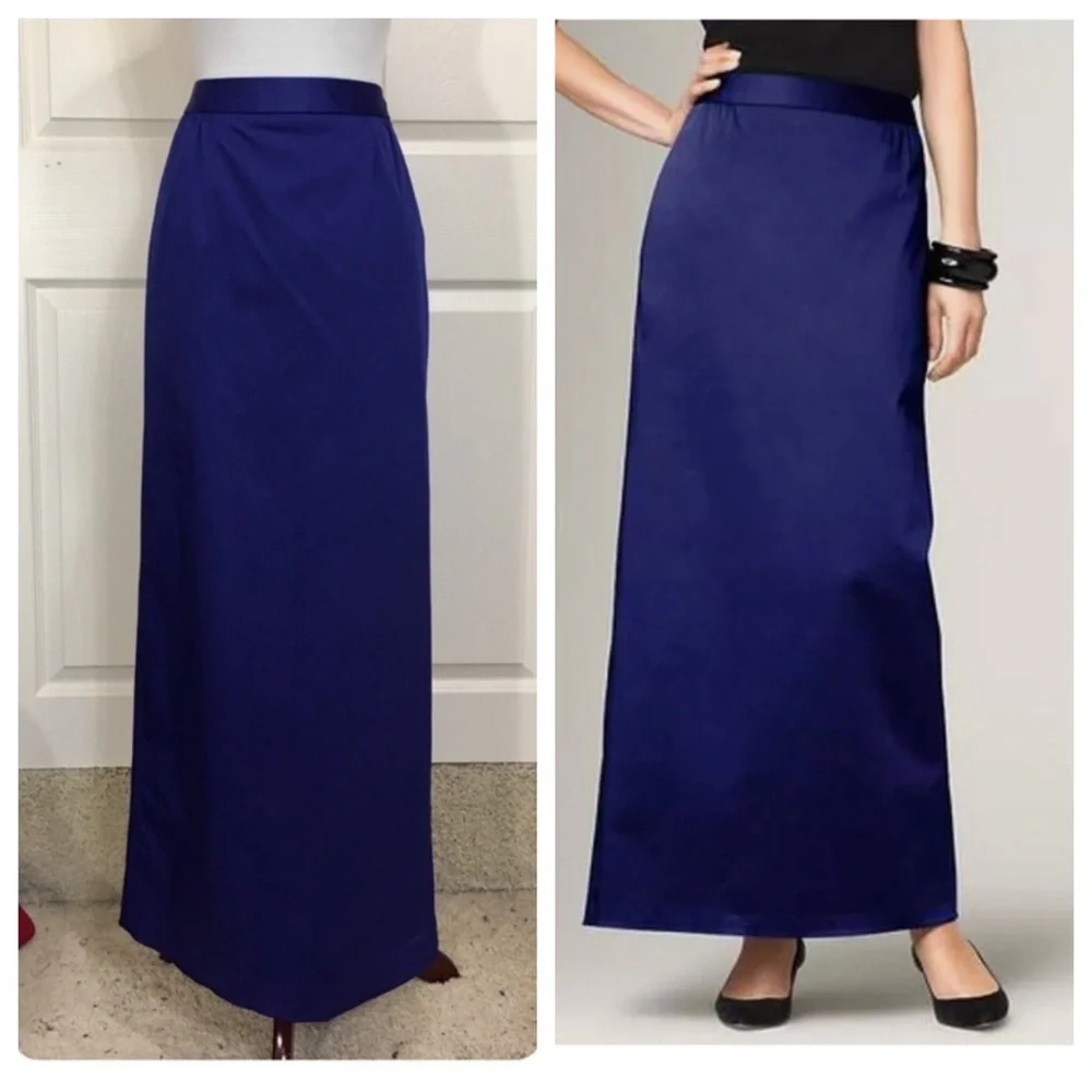 NWT!  Talbots $179 DUCHESSE SATIN Royal Blue Skirt